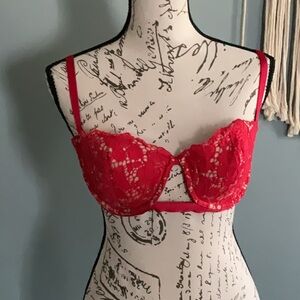Victoria's Secret Red Lace Balconette Bra